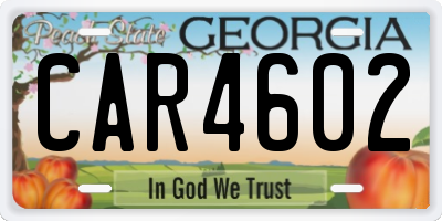 GA license plate CAR4602