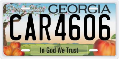 GA license plate CAR4606