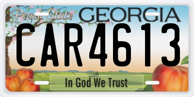 GA license plate CAR4613