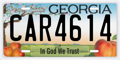 GA license plate CAR4614