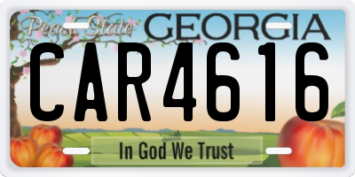 GA license plate CAR4616