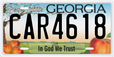 GA license plate CAR4618