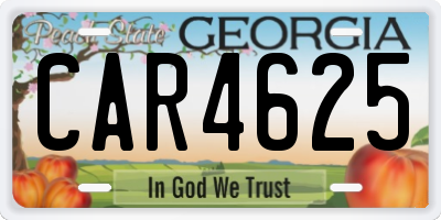 GA license plate CAR4625