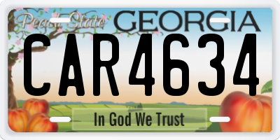 GA license plate CAR4634