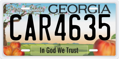 GA license plate CAR4635