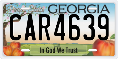 GA license plate CAR4639