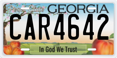 GA license plate CAR4642