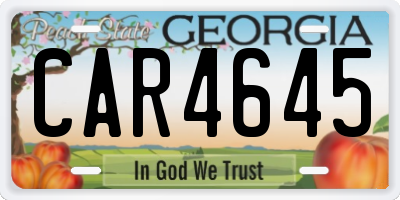 GA license plate CAR4645