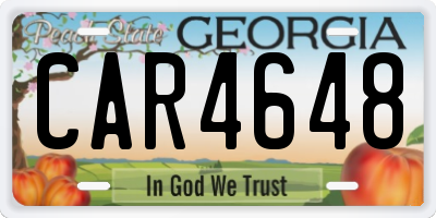 GA license plate CAR4648