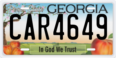 GA license plate CAR4649