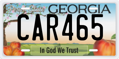 GA license plate CAR465