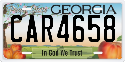 GA license plate CAR4658