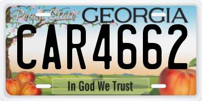 GA license plate CAR4662