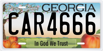 GA license plate CAR4666