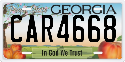 GA license plate CAR4668