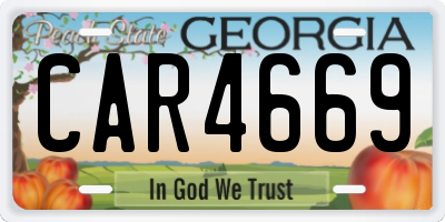 GA license plate CAR4669