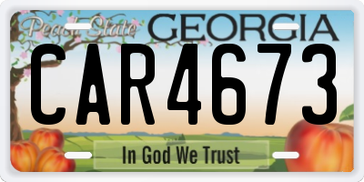 GA license plate CAR4673