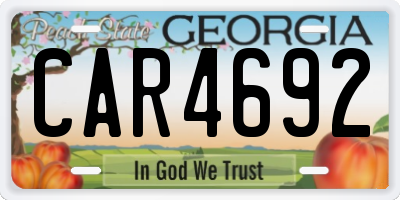 GA license plate CAR4692