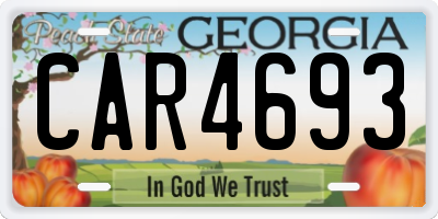 GA license plate CAR4693
