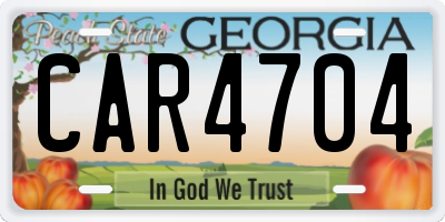 GA license plate CAR4704