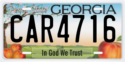 GA license plate CAR4716