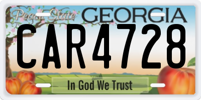 GA license plate CAR4728