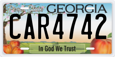 GA license plate CAR4742