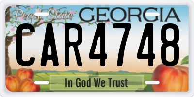 GA license plate CAR4748