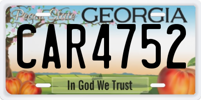 GA license plate CAR4752