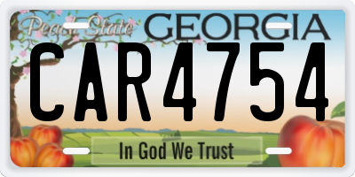 GA license plate CAR4754