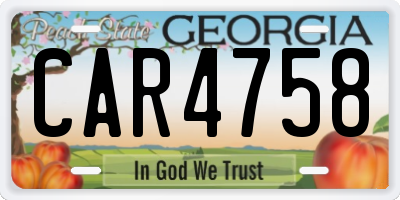 GA license plate CAR4758