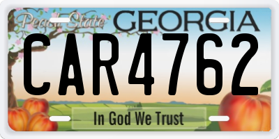 GA license plate CAR4762