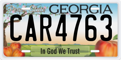 GA license plate CAR4763