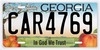 GA license plate CAR4769
