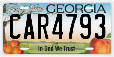 GA license plate CAR4793