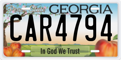 GA license plate CAR4794