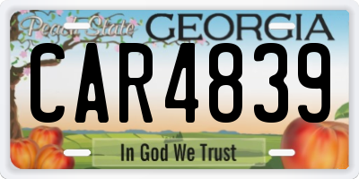 GA license plate CAR4839