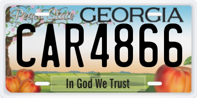 GA license plate CAR4866