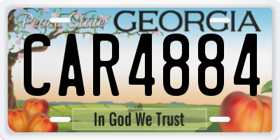 GA license plate CAR4884