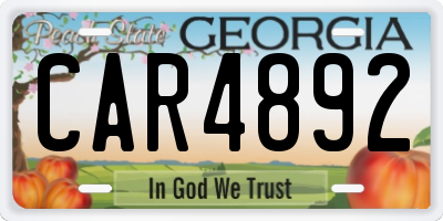 GA license plate CAR4892