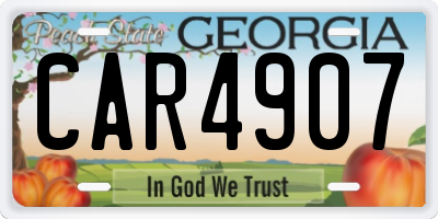 GA license plate CAR4907