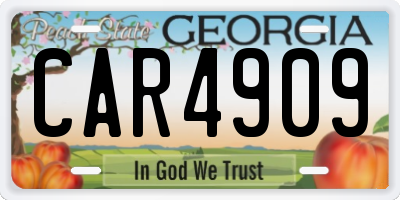 GA license plate CAR4909