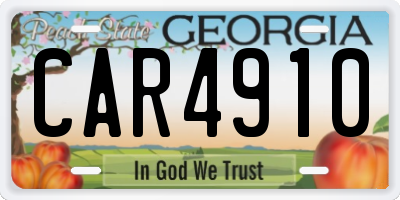 GA license plate CAR4910