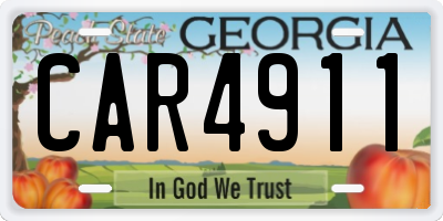 GA license plate CAR4911