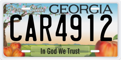 GA license plate CAR4912