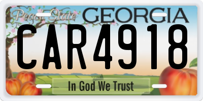 GA license plate CAR4918