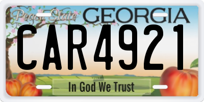 GA license plate CAR4921