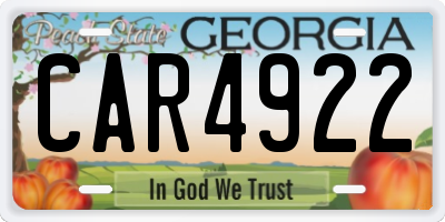 GA license plate CAR4922