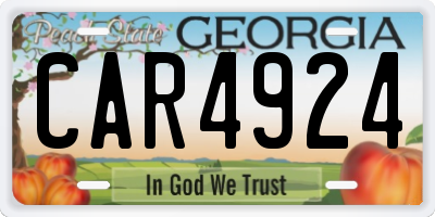 GA license plate CAR4924