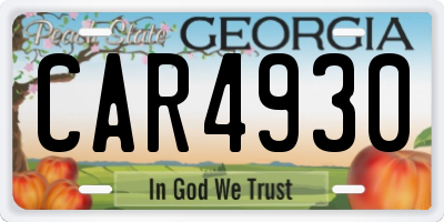 GA license plate CAR4930